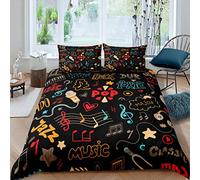 Melody Music Bedding Set Rock Music Theme Duvet Cover Jazz Classical Music Comforter Cover for Kids Boys Girls Musical Quilt Cover Bedroom Collection 3Pcs King Size