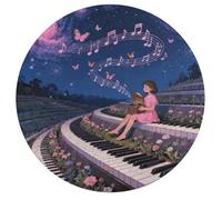 Melody Roots Night Personalized Jigsaw Puzzles, 195Pcs Custom Wooden Jigsaw Puzzle Round Puzzle Gift Adult