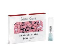 MelodySusie 100 Pcs Nail Drill Bits Sanding Bands for Nail Drill 180 Fine Grit Nail File Sanding Bands for Acrylic Nails Gel Manicures and Pedicure, Pink