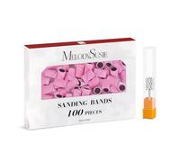 MelodySusie 100 Pcs Nail Drill Bits Sanding Bands for Nail Drill 240 Extreme Fine Grit Nail File Sanding Bands for Acrylic Nails Gel Manicures and Pedicure,Light Pink