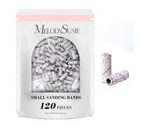 MelodySusie 120pcs Nail Drill Bits Small Sanding Bands for 3.1mm Mandrel Bit Fine 180 Grit Nail File for Acrylic Nails Gel Manicure and Pedicure Zebra (Sanding Bands Only)