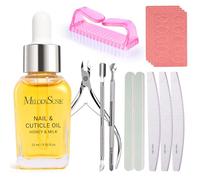 MelodySusie 14PCS Manicure Tools Kit Nail Care Kit with Nail file,Cuticle Trimmer and Pusher,Mini Sandpaper,Nail Brush and Cuticle Oil 25ML