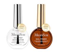 MelodySusie 2PCS Nail Dehydrator and Primer, Professional Natural Hema Free and Acid Free Primer,Dehydrator for Acrylic Powder and Gel Nail Polish,Fast Dry 15ML