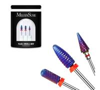MelodySusie 3Pcs Nail Drill Bits Set, 3/32'' Carbide Tungsten Bits, Long Flame, Smooth Round Top Small Barrel and Tapered Nib Bits, Suitable for Manicure Pedicure Cuticle Gel Acrylic Remover, Purple
