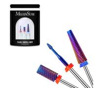 MelodySusie 3Pcs Nail Drill Bits Set, 3/32'' Carbide Tungsten Bits, Super Long 5 in 1, Flat Top Large Barrel and Cuticle Bits, Suitable for Manicure Pedicure Cuticle Gel Acrylic Remover, Purple