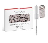 MelodySusie 50 Pcs 6.35mm Super Long Sanding Bands with Crystal Mandrel Bit, 240 Extreme Fine Grit Nail File for Acrylic Nails Gel Manicures and Pedicure (Zebra, 120 Grit)