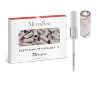 MelodySusie 50 Pcs 6.35mm Super Long Sanding Bands with Crystal Mandrel Bit, 240 Extreme Fine Grit Nail File for Acrylic Nails Gel Manicures and Pedicure (Zebra, 180 Grit)