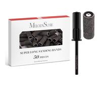 MelodySusie 50 Pcs 6.35mm Super Long Sanding Bands with Crystal Mandrel Bit, 240 Extreme Fine Grit Nail File for Acrylic Nails Gel Manicures and Pedicure (Black, 120 Grit)