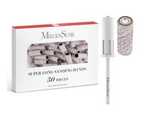 MelodySusie 50 Pcs 6.35mm Super Long Sanding Bands with Crystal Mandrel Bit, 240 Extreme Fine Grit Nail File for Acrylic Nails Gel Manicures and Pedicure (Zebra, 240 Grit)