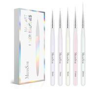 MelodySusie 5Pcs Nail Art Liner Brushes Professional Gel Polish Painting Art Design Pen Set for Thin Long Lines, Tiny Details, Fine Drawing, Delicate Coloring Sizes 5/7/9/11/20mm