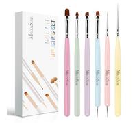 MelodySusie 6Pcs Acrylic Nail Brush Set, Size 8/10/14 Professional Nail Brushes for Acrylic Powder Nail Art Extension and 3D Nail Carving for DIY Home Salon Nail Art Manicure Tool (macaron)