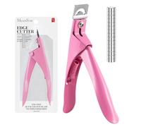 MelodySusie Acrylic Nail Clippers with 15Pcs Magnets Tip Cutters for Fake Gel Nails Sharp Professional Manicure Pedicure with Length Measurement Trimmer Nail Care Tools (Pink)
