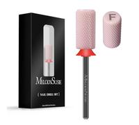 MelodySusie Ceramic Nail Drill Bits, 3/32'' Chamfer Flat Top Large Barrel Bits, Fast Remove Acrylic or Hard Gel, Nail Tool for Manicure Pedicure, Salon Home, Professional or Beginner, Pink, Fine