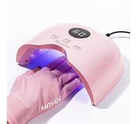 MelodySusie Compact UV Nail Lamp with UV Gloves, P-PLUS30A Nail Lamp for Gel Polish Smart Sensor Cures All Gels for Advanced DIY at Home, Pink
