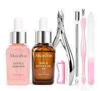 MelodySusie Cuticle Remover Kit,25ML Cuticle Remover Cream and Rose Cuticle Oil,Cuticle Nipper Trimmer Pusher,Nail File and Brush for Cuticle Softener & Moisturize Manicure Kit for Nail Care