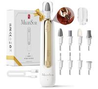 Melodysusie Electric Manicure and Pedicure Kits with 8 Drill Bits PC760G Portable Rechargeable Electric Foot File with 5 Modes Professional Nail File with Led Light Toenail File for Thick Nails (Gold)