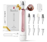Melodysusie Electric Manicure and Pedicure Kits with 8 Drill Bits PC760G Portable Rechargeable Electric Foot File with 5 Modes Professional Nail File with Led Light Toenail File for Thick Nails (Rose)