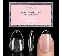 MelodySusie Extra Short Almond Nail Tips - 600Pcs Clear Acrylic, Half Matte Full Cover Press on Nails for DIY Extension & Salon Use, 15 Sizes Pre-Shaped for Long-Lasting Manicure