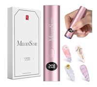 MelodySusie Handheld Cordless UV Nail Lamp with LCD Display & Optical Lens, P-Art01G Rechargeable Mini UV LED Light Flash Cures All Soft Gels, Especially Rhinestone Glue & Liner Gel, Rose Pink