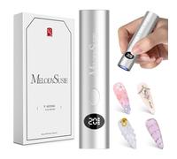 MelodySusie Handheld Cordless UV Nail Lamp with LCD Display & Optical Lens, P-Art01G Rechargeable Mini UV LED Light Flash Cures All Soft Gels, Especially Rhinestone Glue & Liner Gel, Silver