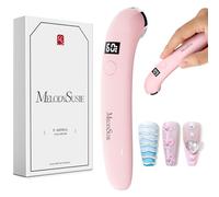 MelodySusie Handheld UV Light for Gel Nails, P-ART01A Cordless UV Nail Lamp with LCD Display& Ergonomic Design, Rechargeable LED Light Flash Cures Soft Gels, Rhinestone Glue & Liner Gel, Pink