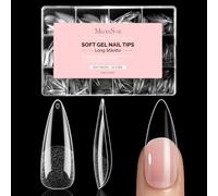 MelodySusie Long Almond Stiletto Nail Tips - 600Pcs Clear Acrylic, Half Matte Full Cover Press on Nails for DIY Extension & Salon Use, 15 Sizes Pre-Shaped for Long-Lasting Manicure