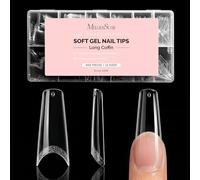 MelodySusie Long Ballerina Nail Tips - 600Pcs Clear Acrylic, Half Matte Full Cover Press on Nails for DIY Extension & Salon Use, 12 Sizes Pre-Shaped for Long-Lasting Manicure