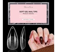 MelodySusie Medium Almond Stiletto Nail Tips - 600Pcs Clear Acrylic, Half Matte Full Cover Press on Nails for DIY Extension & Salon Use, 15 Sizes Pre-Shaped for Long-Lasting Manicure