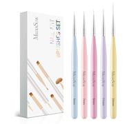 MelodySusie Nail Art Liner Brushes 5Pcs Professional Gel Polish Painting Art Design Pen Set for Thin Long Lines, Tiny Details, Fine Drawing Sizes 5/7/9/11/20mm
