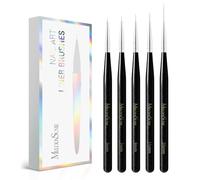 MelodySusie Nail Art Liner Brushes 5Pcs Professional Gel Polish Painting Art Design Pen Set for Thin Long Lines, Tiny Details, Fine Drawing, Delicate Coloring Sizes 5/7/9/11/20mm, Black