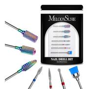 MELODYSUSIE Nail Drill Bits Set Professional 3/32 Inches Tungsten Carbide Less Dust Diamond Metal Nail Bits Filing Acrylic Nails Gel Nails Down Removing Cuticle Tools, 7pcs