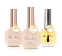 MelodySusie No Wipe Glossy Top Coat Base Coat Cuticle Oil Set Long Lasting Shine Finish Soak Off UV LED Nail Lamp Nail Art Design Manicure Kit Perfect Gifts for Women Girls 3 Pcs 15ml