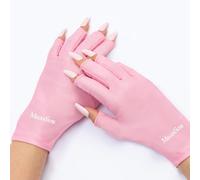 MelodySusie Premium UV Protection Gloves for Manicures, Cool Feeling Fabric,Professional UPF50+, UV Gloves for Gel Nail Lamp, Anti UV Light, Skin Care Fingerless Design, Pink