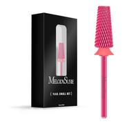 MelodySusie Professional 5 in 1 Nail Drill Bits, 3/32'' Carbide Tungsten Multi-function Bits, Suitable for Manicure Pedicure Cuticle Gel Polishing, Technicians Bits, Pink Blossom, Series Bit-M