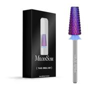 MelodySusie Professional 5 in 1 Nail Drill Bits, 3/32'' Carbide Tungsten Multi-function, Suitable for Manicure Pedicure Cuticle Gel Polishing, Purple, Medium