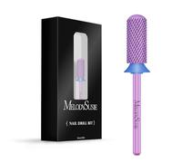 MelodySusie Safety Nail Drill Bits, 3/32'' Smooth Round Top Small Barrel Carbide Bits, Fast Remove Acrylic or Hard Gel for Manicure Pedicure Salon Professional or Beginner, Purple, Medium