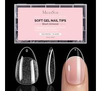 MelodySusie Short Almond Nail Tips - 300Pcs Clear Acrylic, Half Matte Full Cover Press on Nails for DIY Extension & Salon Use, 15 Sizes Pre-Shaped for Long-Lasting Manicure