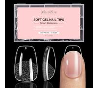 MelodySusie Short Ballerina Nail Tips - 300Pcs Clear Acrylic, Half Matte Full Cover Press on Nails for DIY Extension & Salon Use, 15 Sizes Pre-Shaped for Long-Lasting Manicure