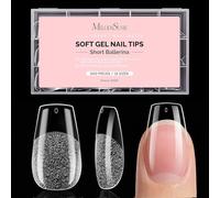 MelodySusie Short Ballerina Nail Tips - 600Pcs Clear Acrylic, Half Matte Full Cover Press on Nails for DIY Extension & Salon Use, 15 Sizes Pre-Shaped for Long-Lasting Manicure