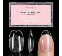 MelodySusie Short Oval Round Almond Nail Tips - 300Pcs Clear Acrylic, Half Matte Full Cover Press on Nails for DIY Extension & Salon Use, 15 Sizes Pre-Shaped for Long-Lasting Manicure
