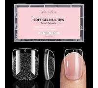 MelodySusie Short Square Almond Nail Tips - 300Pcs Clear Acrylic, Half Matte Full Cover Press on Nails for DIY Extension & Salon Use, 15 Sizes Pre-Shaped for Long-Lasting Manicure