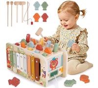 Melofaver Montessori Wooden Hammering Pounding Toy for 1 Year Old Baby Gift
