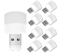 Melofo 9 Pcs Mini USB Night Lights Portable Bedside LED Plug-in Bulbs Soft Light Eye Protection Beads Lights for Baby Sleep Bathroom Car Nursery Kitchen Bedroom Toilet USB Reading Lamps White