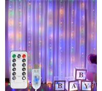 Melofo Curtain Fairy String Lights 3m×3m 300LEDs Curtain Lights USB Powered 8 Modes Indoor Outdoor Lights with Remote Control Lights Gifts for Xmas Wedding Party Bedroom Garden Decorations(Colored)