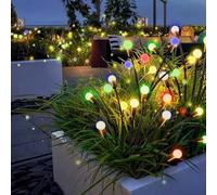 Melofo Solar Lights Outdoor Garden Waterproof, 2 Pcs 10 LEDs Firefly Lights Swaying Starburst Solar Lights, Outdoor Yard Lights Dancing Fireflies Lights for Path Fence Christmas Decorative -Multicolor