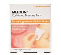Melolin Cushioned Dressing Pads Adherent Pad Cut First Aid 5 Dressings 5cmx5cm (Pack of 1)