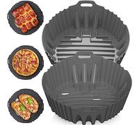 MeloMall 2023 Upgraded 8.5in Silicone Air Fryer Liners, 2PCS Air Fryer Accessories Pot Compatible for Cosori Uten Instant 5.5L-7.5L Air Fryers, BPA-Free Food-Grade Reusable Round Airfryer Liners