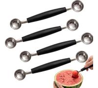 Melon Baller, 4 Piece Fruit Scoop Set, Ideal for Creating Spheres from Melons and Other Fruits, Stainless Steel Construction with 18 cm Length