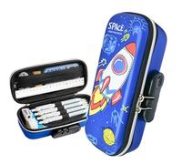 Melon Decor Blue 3D Space Design Pencil Case with Combination Code Lock, Rocket, Einheitsgröße, Kids, Cartoon, Space