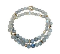 Melon Decor Rock Crystal Lithotherapy Bracelet - Moonstone Grey Moonstone 6-8 mm Double Row - Source of Wellness and Physics, Intuition and Balance
